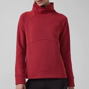 Athleta Polar Tech Funnel Neck Pullover Sweatshirt Red Size Small